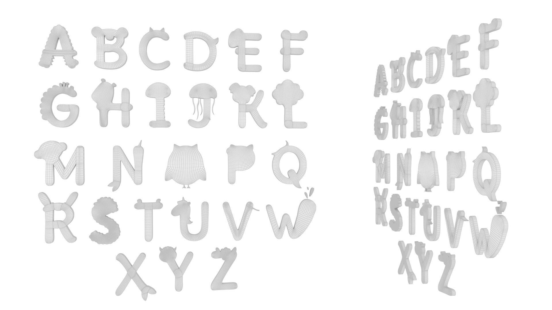 Cartoon Animal Alphabet v003 Low-poly 3D model_13