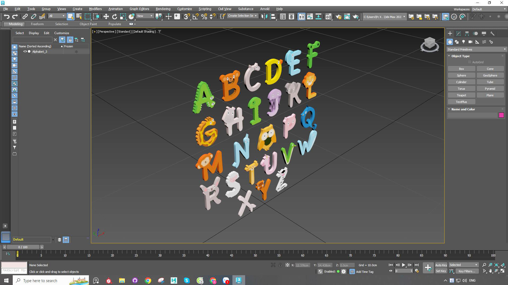Cartoon Animal Alphabet v003 Low-poly 3D model_6