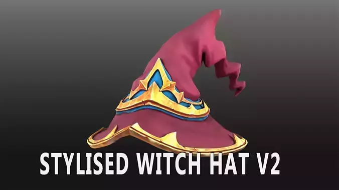 Stylised Witch Hat V2 l Game Ready l Handpainted