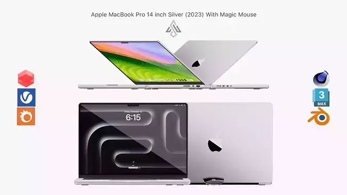 Apple MacBook Pro 14 inch Silver 2023 With Magic Mouse