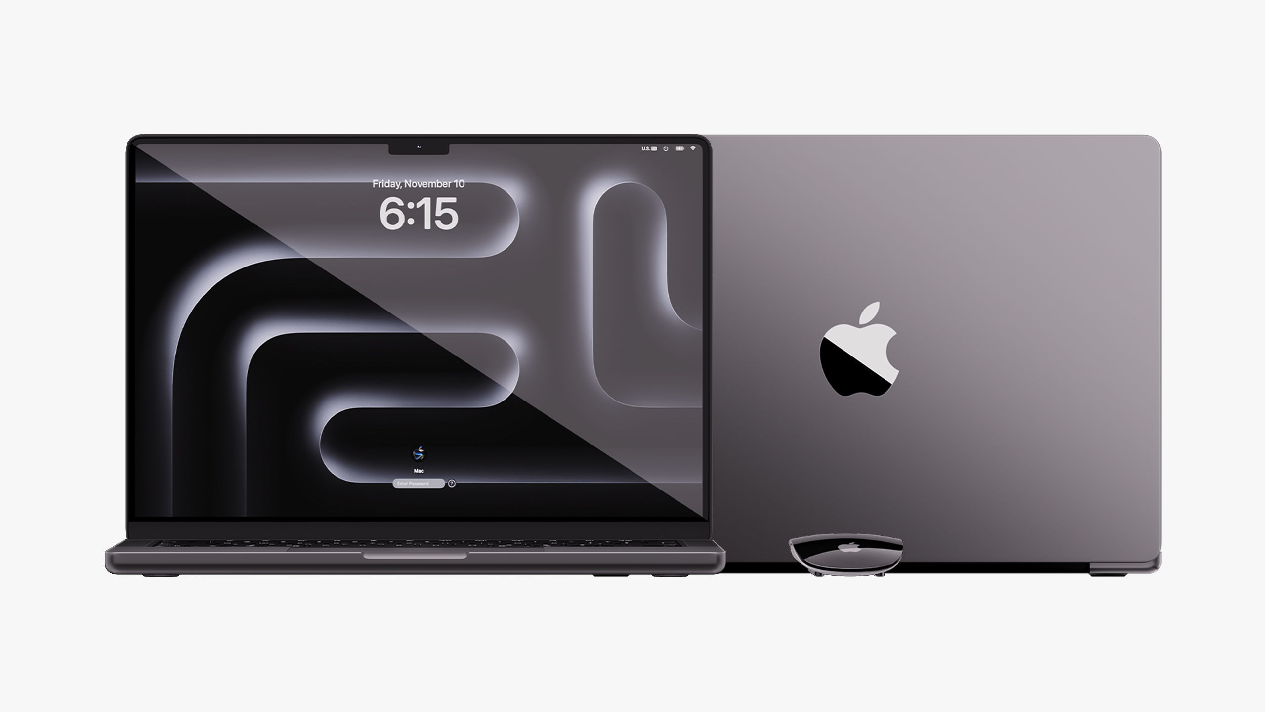 Apple MacBook Pro 14 inch Space Black 2023 With Magic Mouse 3D model_7