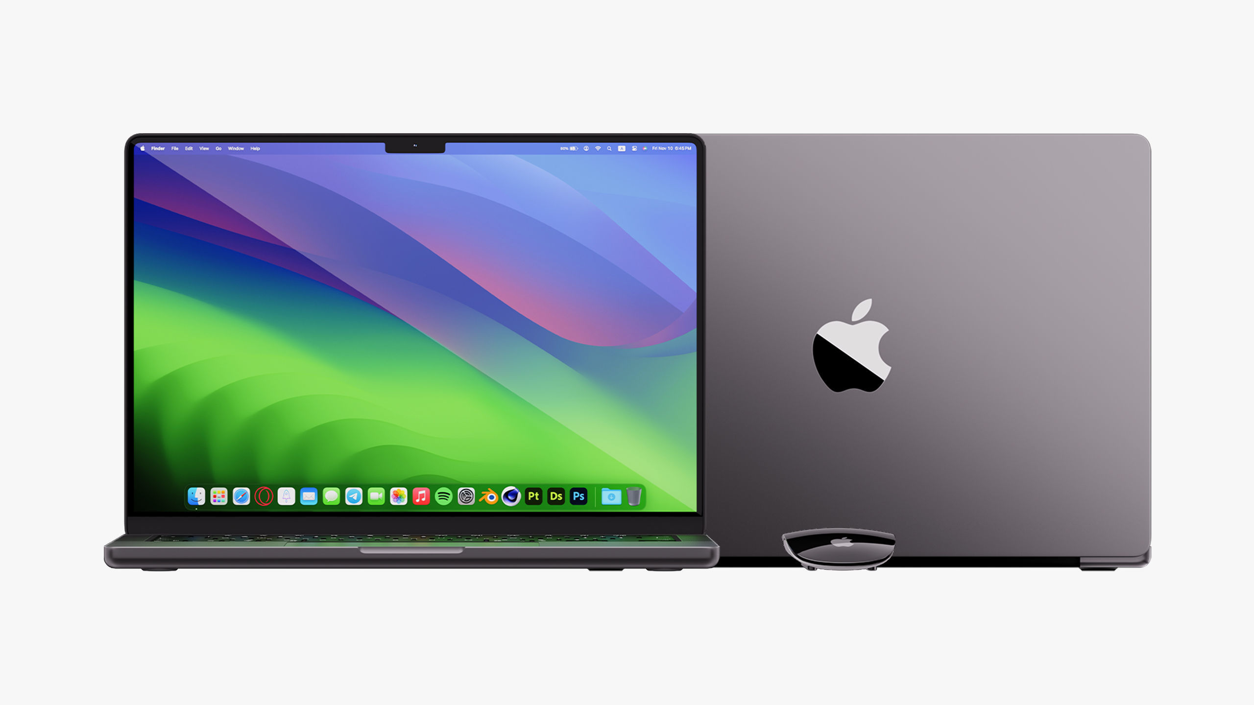 Apple MacBook Pro 14 inch Space Black 2023 With Magic Mouse 3D model_11