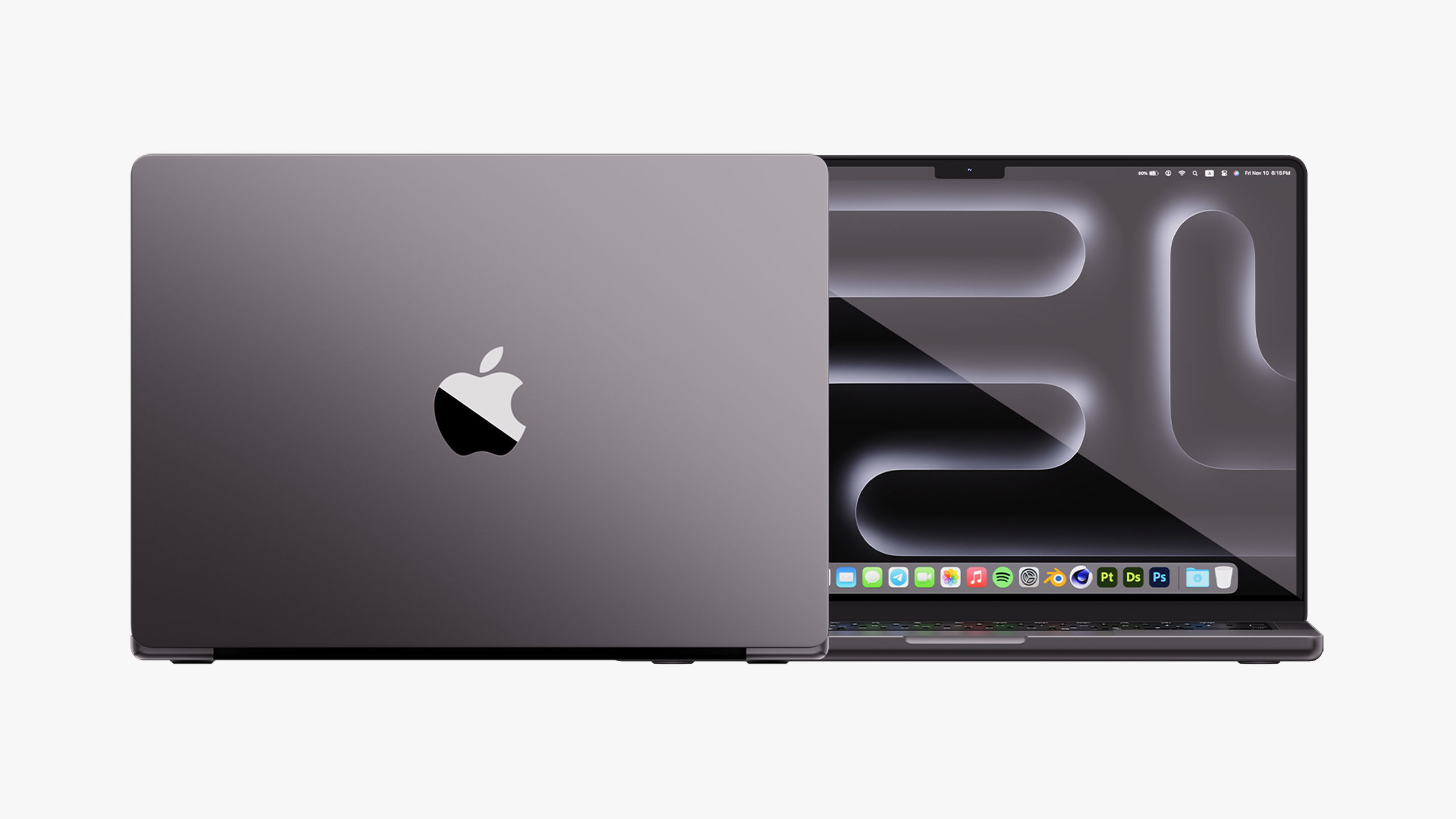 Apple MacBook Pro 14 inch Space Black 2023 With Magic Mouse 3D model_8