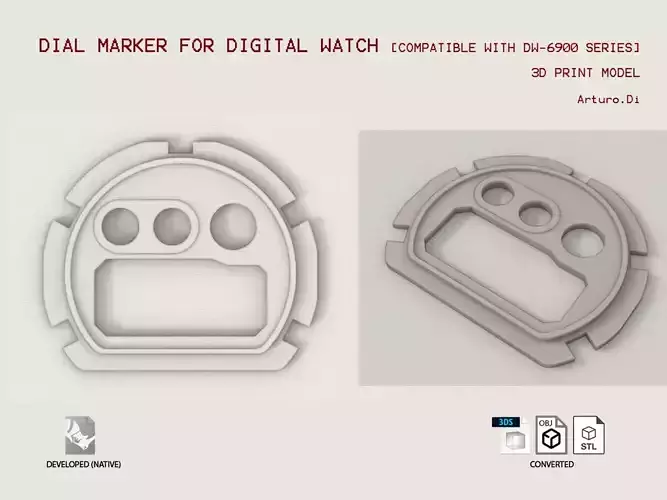 Dial marker for digital watch 3D print model