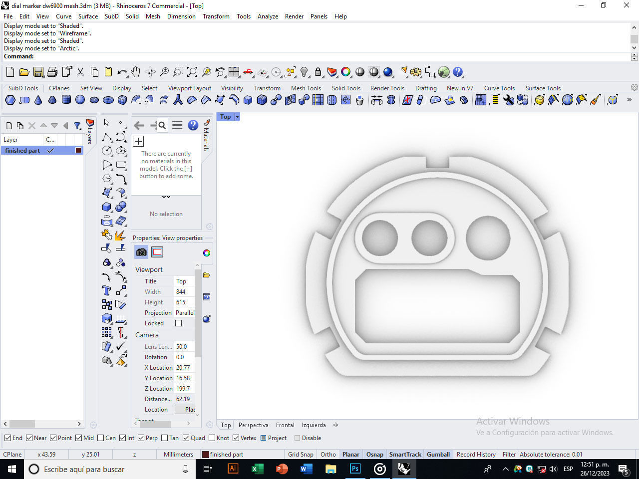 Dial marker for digital watch 3D print model_7