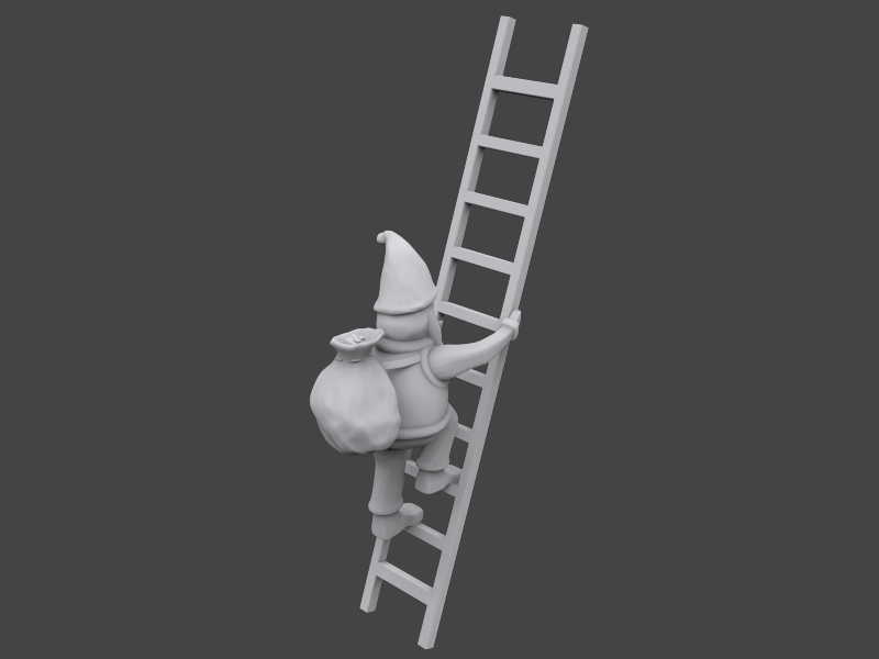 Santa on ladder 3D print model_1