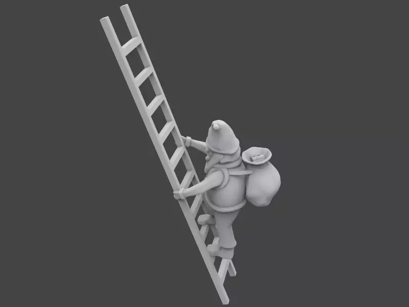 Santa on ladder 3D print model_0