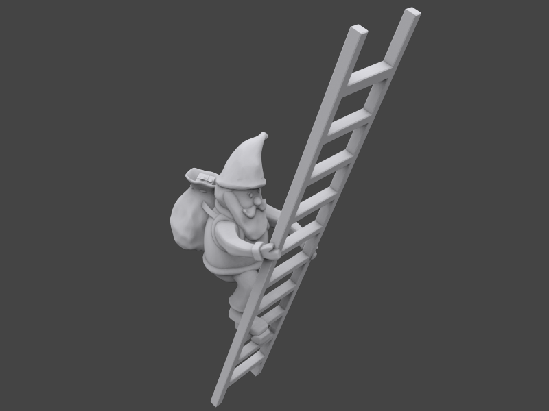 Santa on ladder 3D print model_2