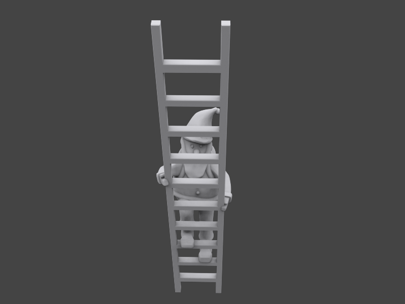 Santa on ladder 3D print model_3
