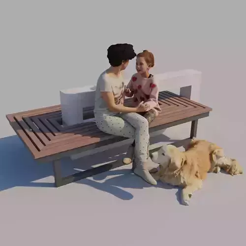  Urban Bench Concrete Wood exterior public space street