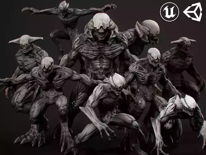 Horror Demon Creatures Pack 3D Model Collection