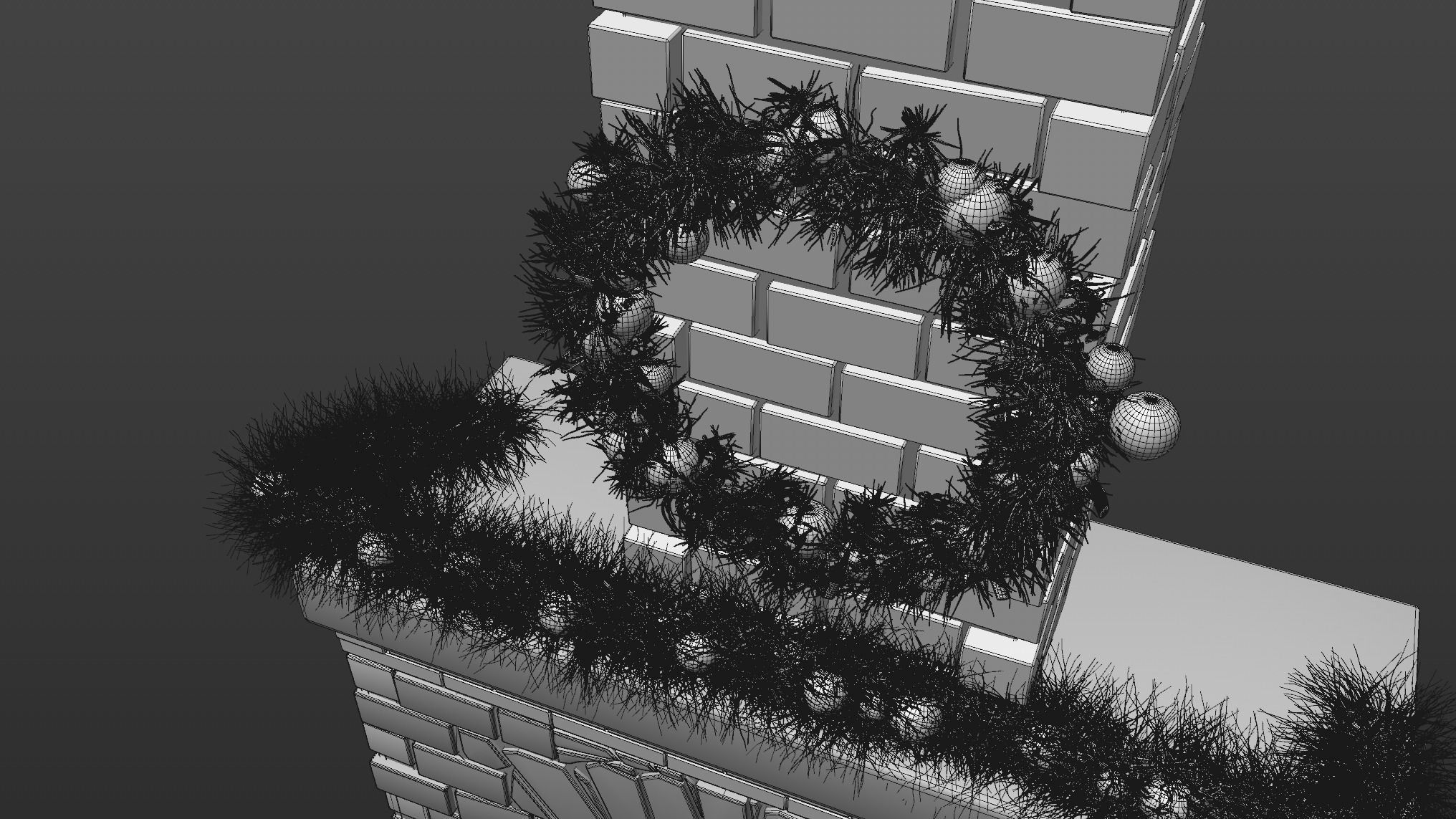 Fireplace with Christmas decorations and PYRO fire VDB 3D model_5