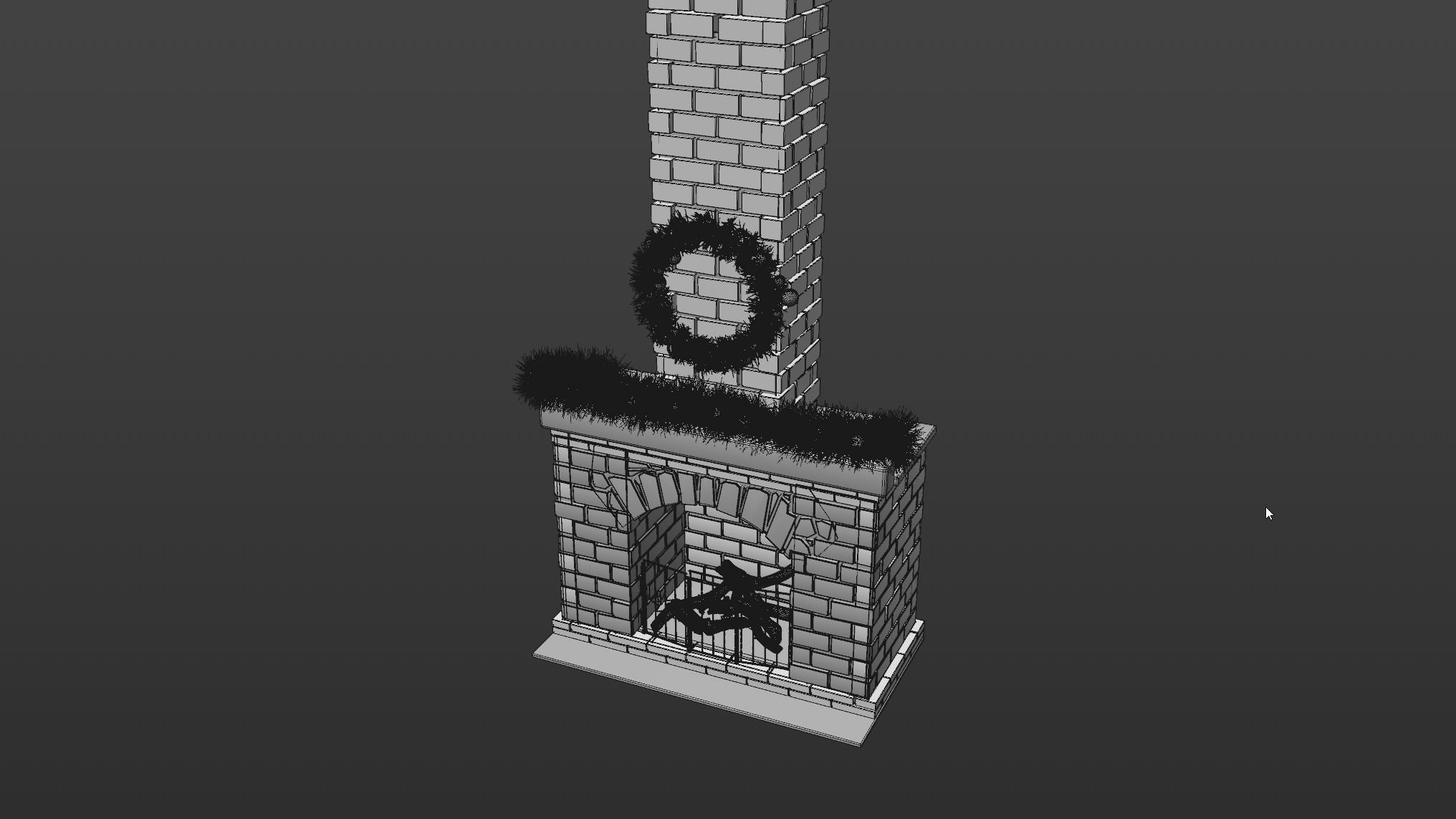 Fireplace with Christmas decorations and PYRO fire VDB 3D model_8