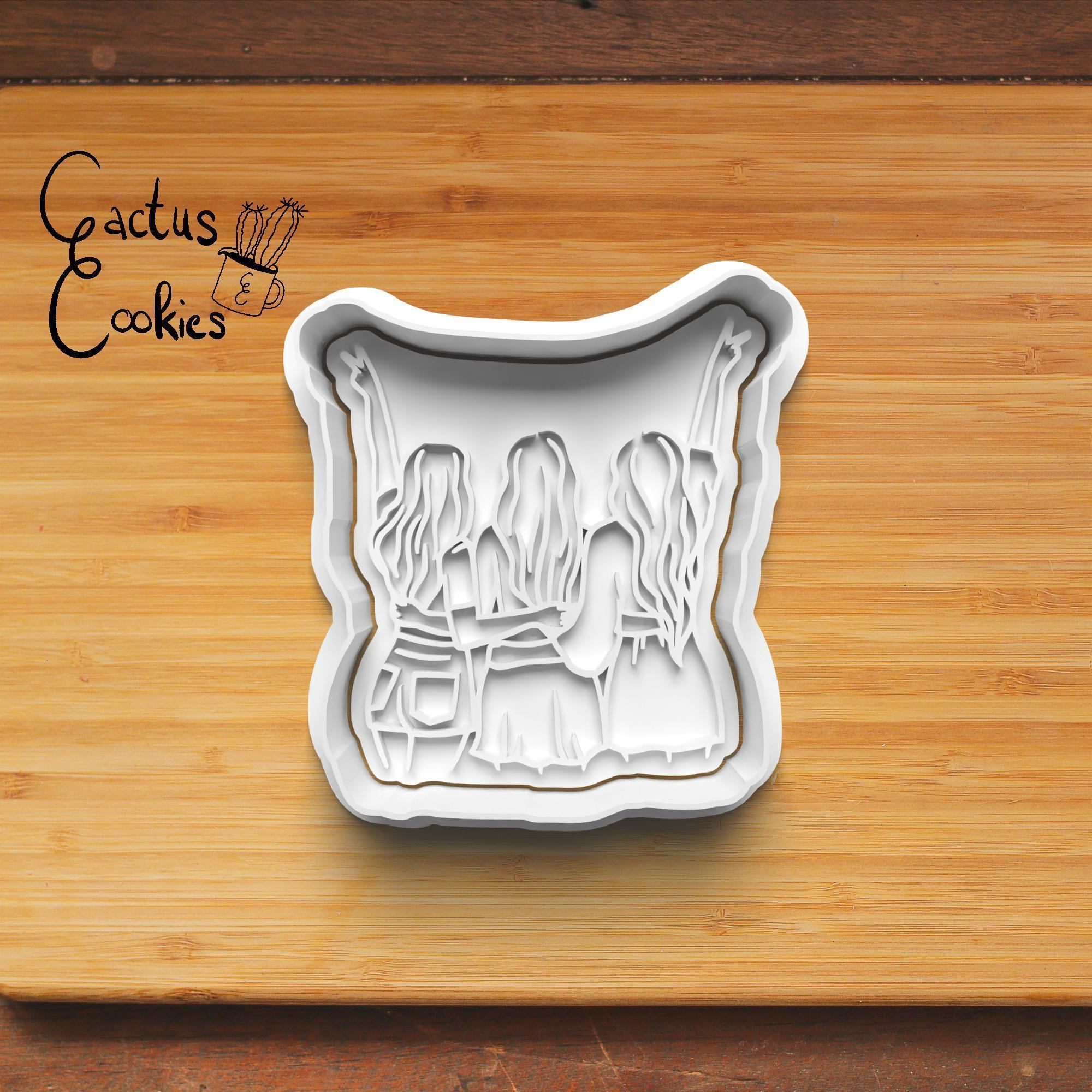 Girl Friends Cookie Cutter Stl File for 3d Printer 0408 3D print model_2