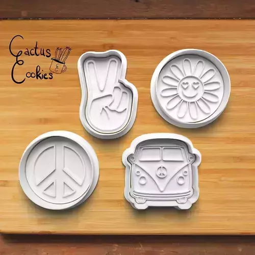 Flower Power Cookie Cutter Stl File for 3d Printer 0281 3D print model Flower Power Cookie Cutter Stl File for 3d Printer 0281 3D print model