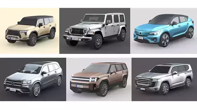 Low-Poly Car Pack 001 - SUV Sensation 3D Model Collection