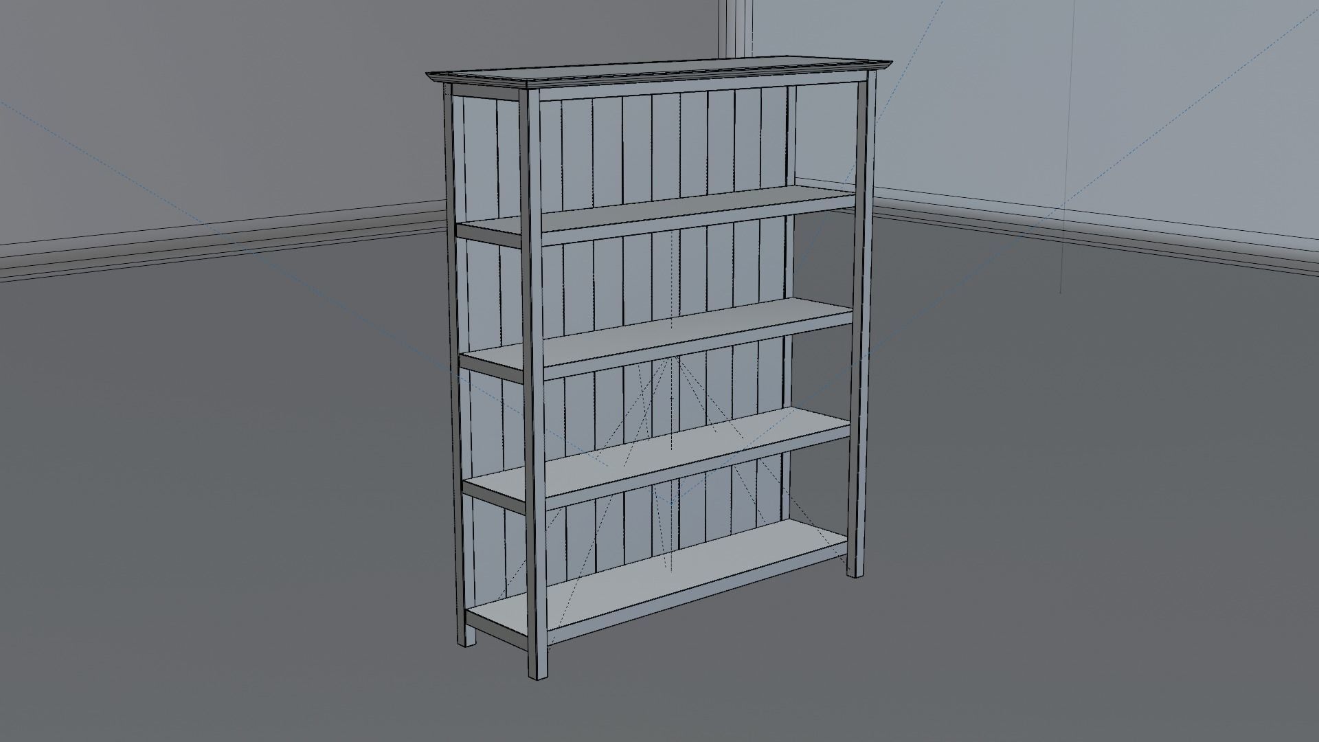 Bookcase Rustic Pine 3D model_4
