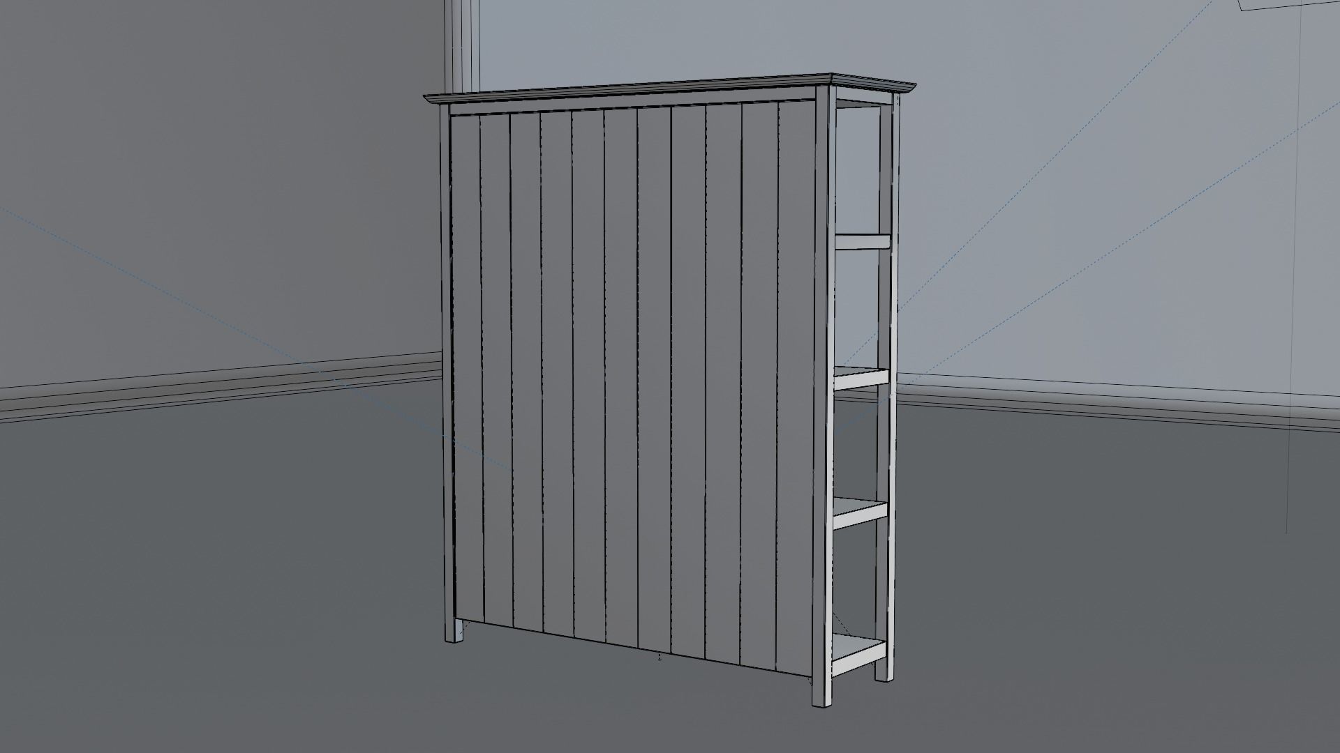 Bookcase Rustic Pine 3D model_5