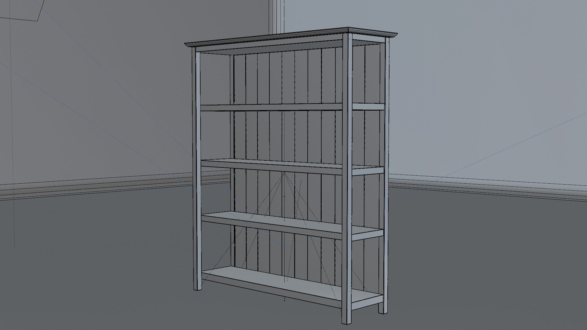 Bookcase Rustic Pine 3D model_3
