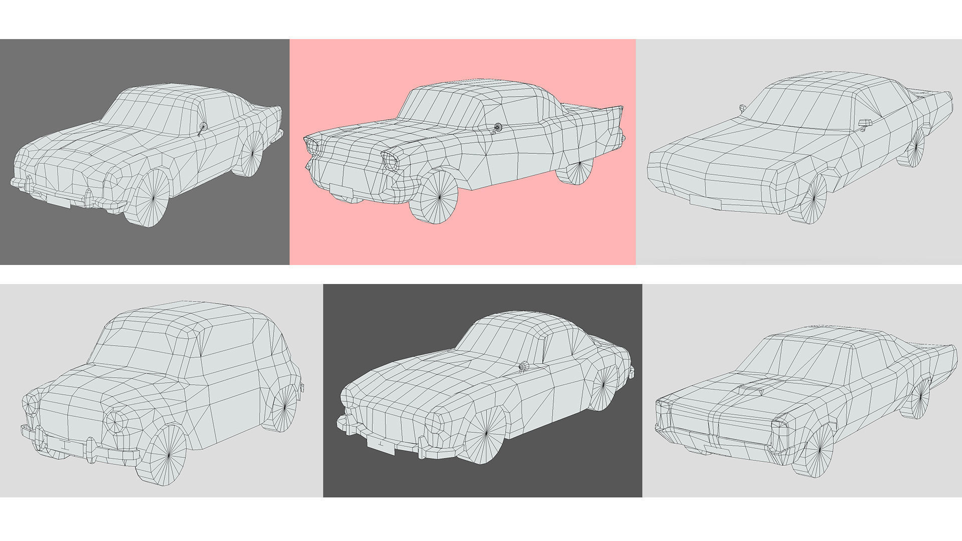 Low-Poly Car Pack 002 - Timeless Classics 3D Model Collection_2