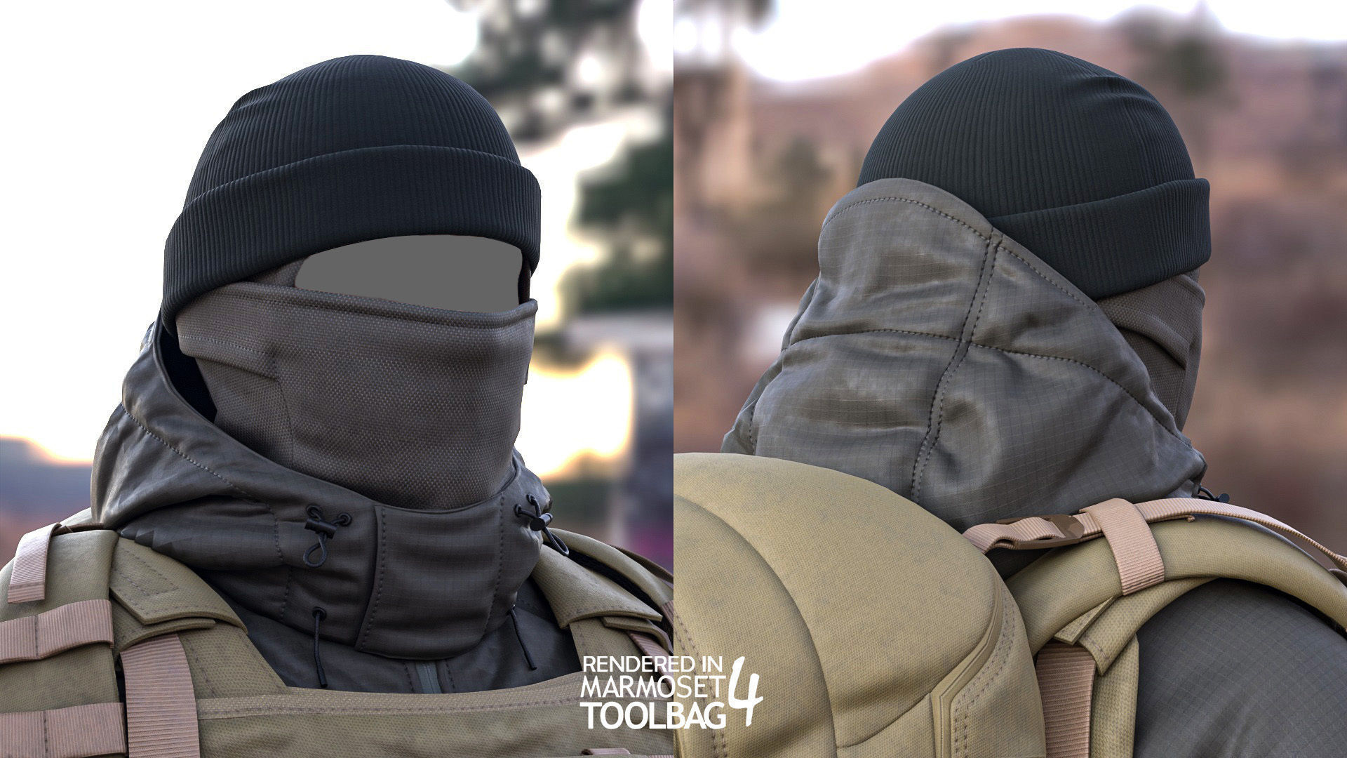 Female Military Winter Outfit  Low-poly 3D model_12