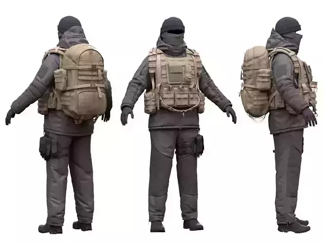 Female Military Winter Outfit  Low-poly 3D model Female Military Winter Outfit  Low-poly 3D model