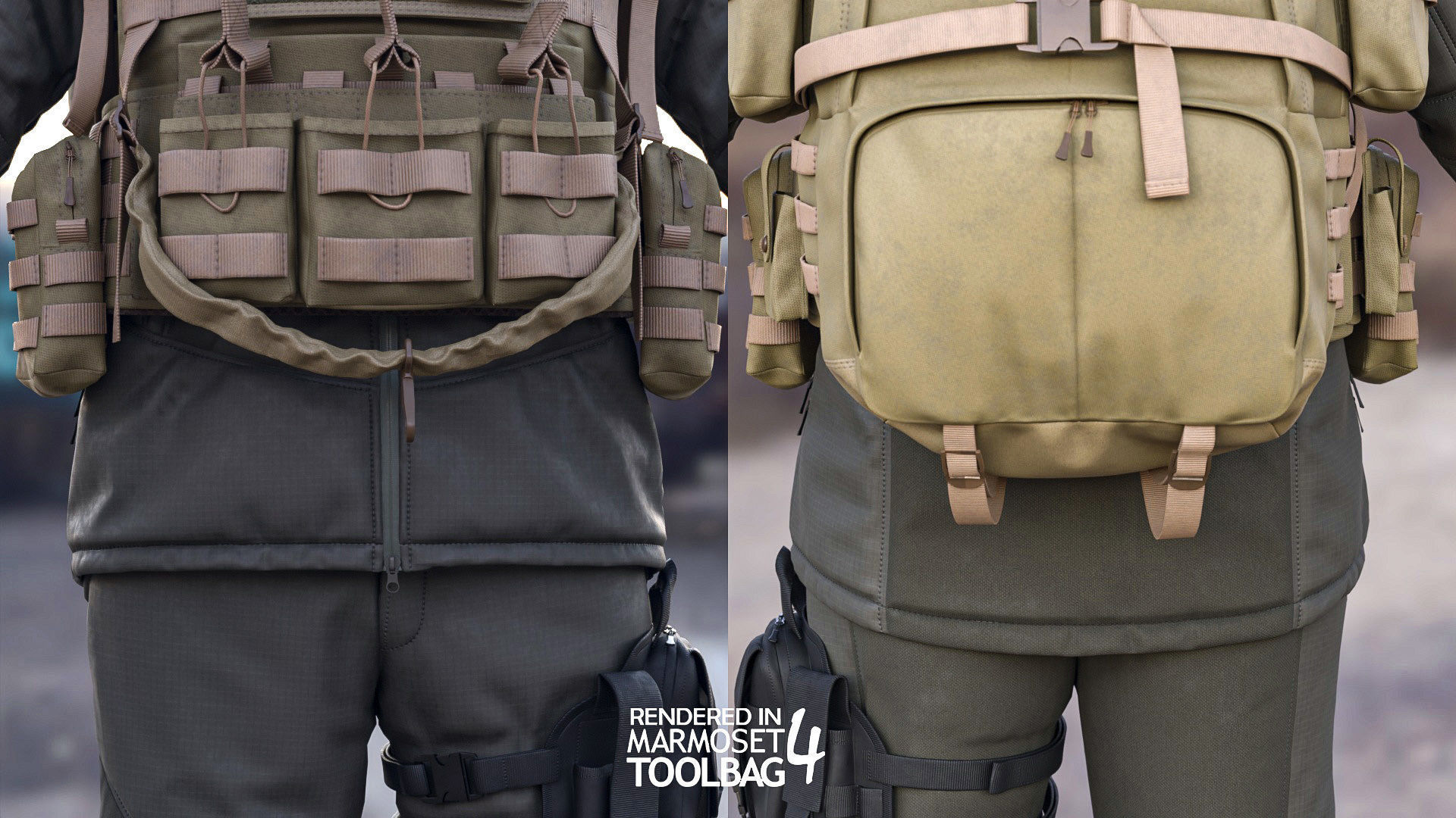 Female Military Winter Outfit  Low-poly 3D model_10