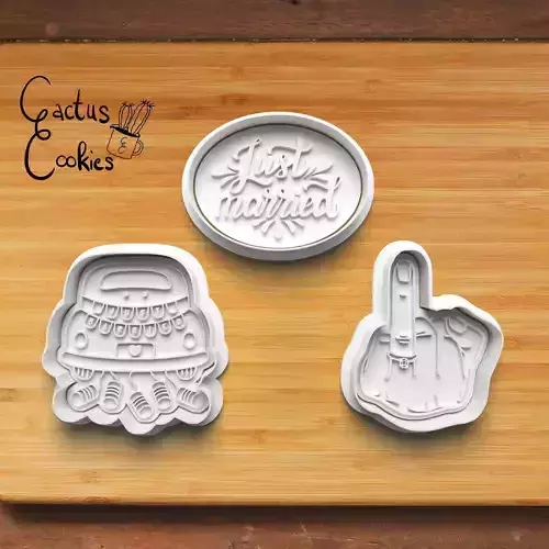 Just Married Cookie Cutter Stl File for 3d Printer 0195 3D print model