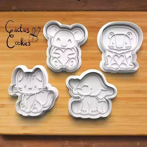 Heart Animals Cookie Cutter Stl File for 3d Printer 0267 3D print model Heart Animals Cookie Cutter Stl File for 3d Printer 0267 3D print model