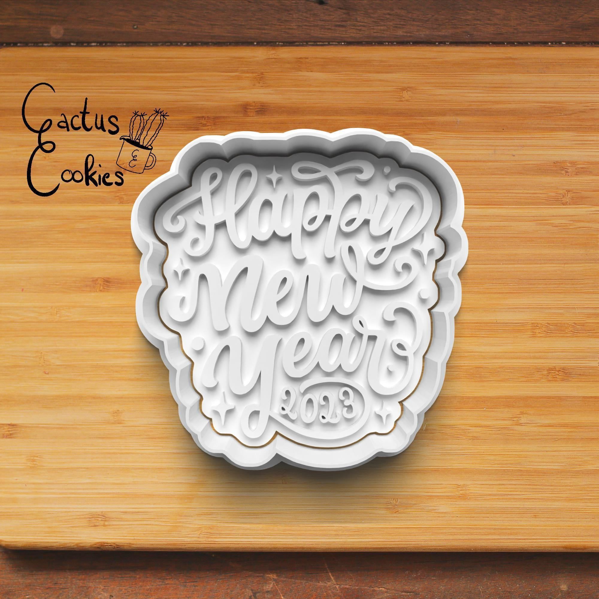 Happy New Year Slogan Cookie Cutter Stl File for 3d Printer 0241 3D print model_2