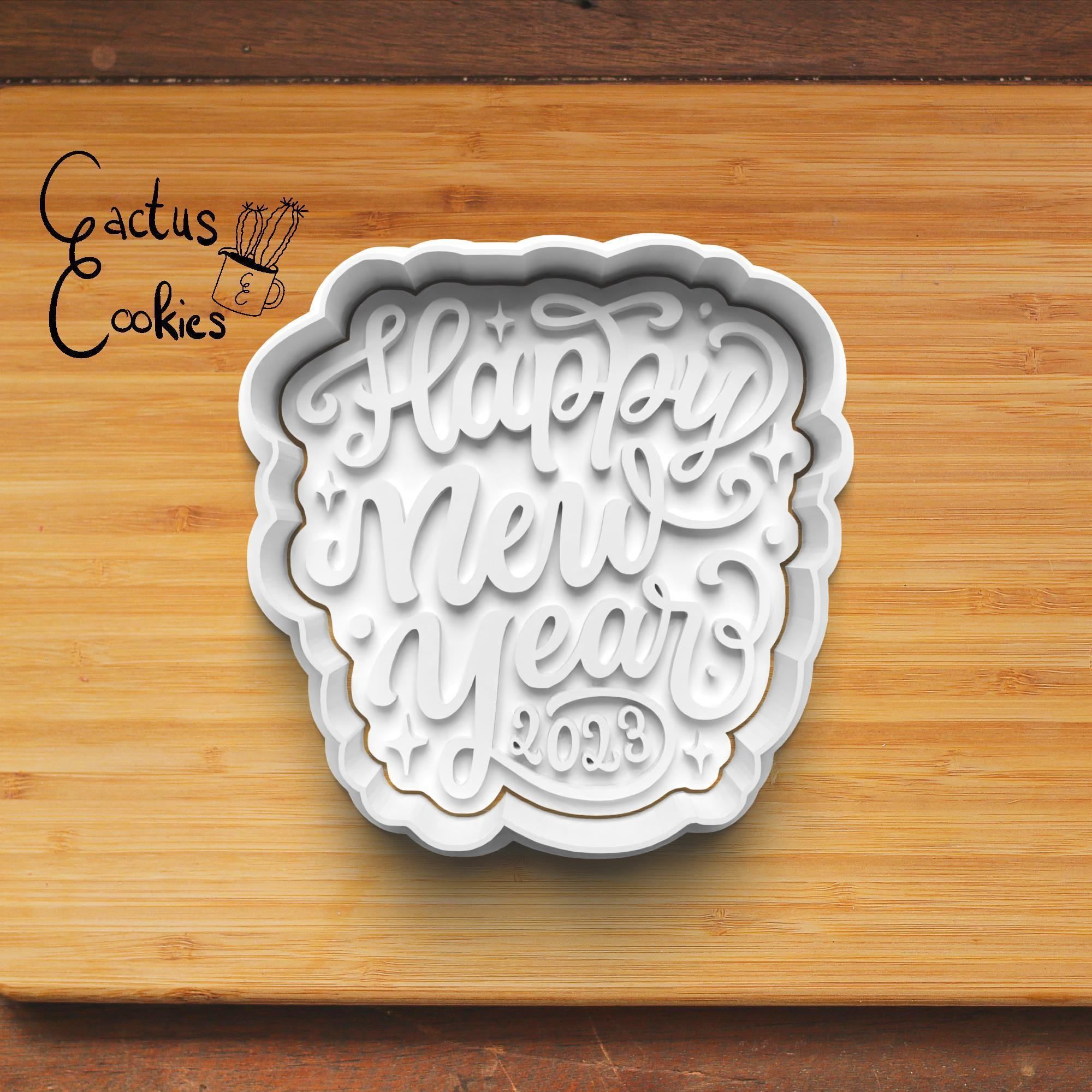 Happy New Year Slogan Cookie Cutter Stl File for 3d Printer 0241 3D print model_3