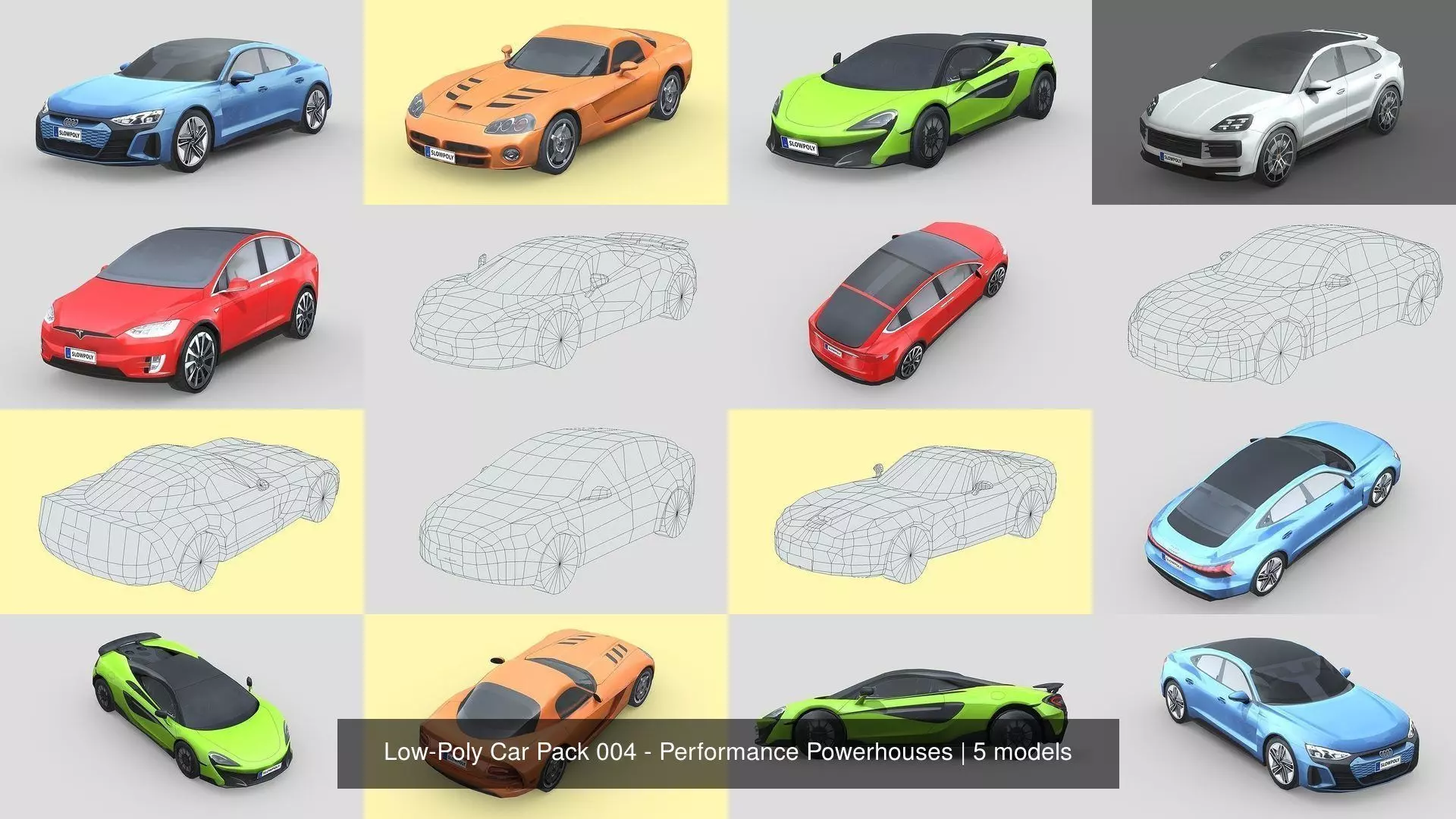Low-Poly Car Pack 004 - Performance Powerhouses 3D Model Collection_1