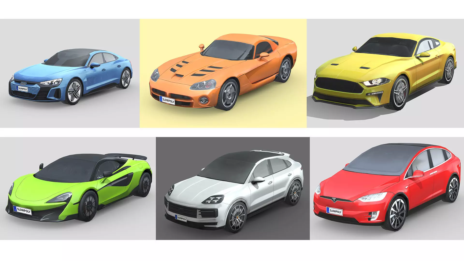 Low-Poly Car Pack 004 - Performance Powerhouses 3D Model Collection_0