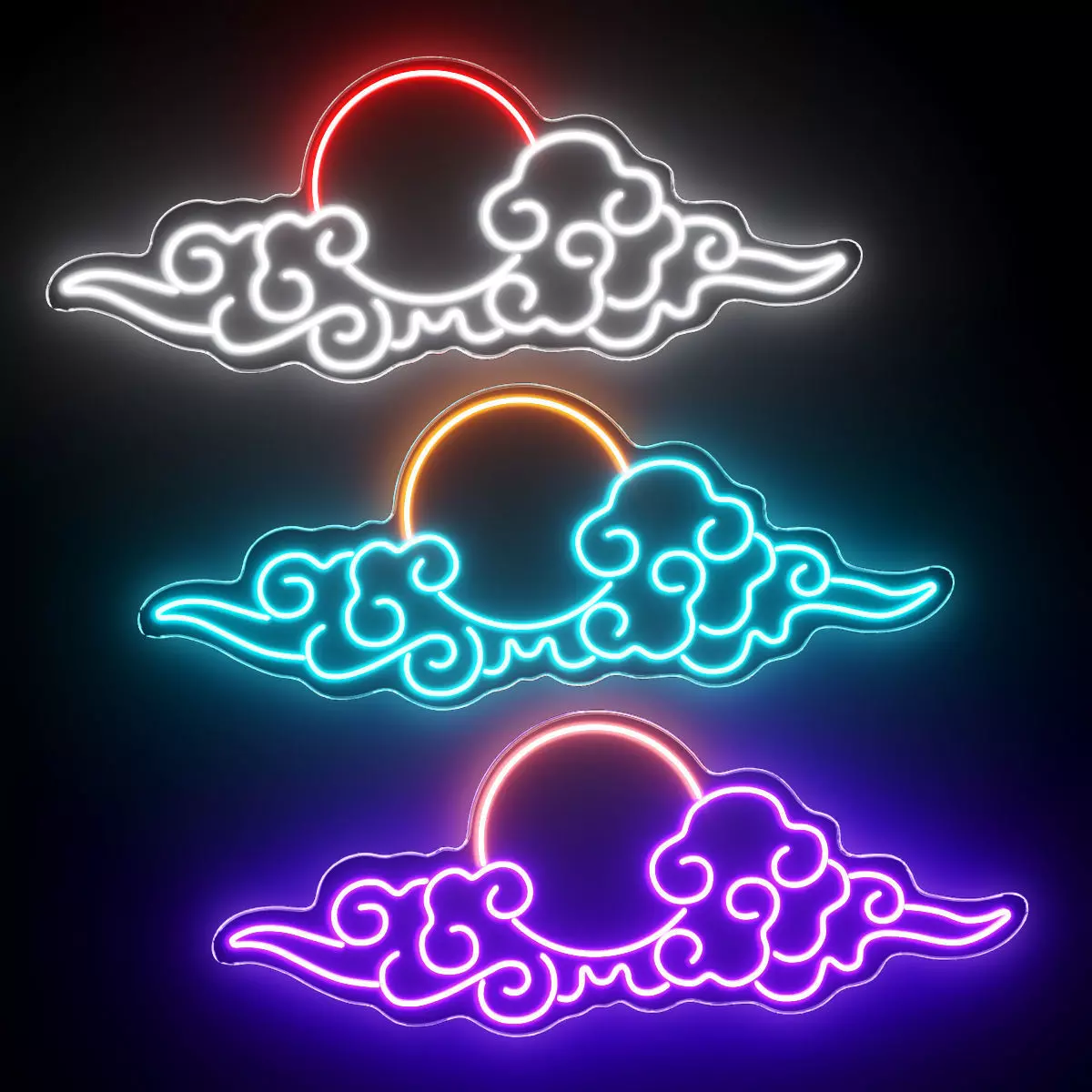 Anime Cloud Sunset Neon Sign 3D model