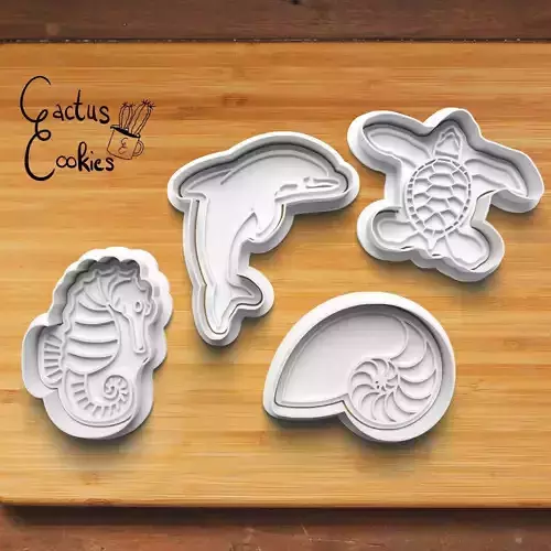 Ocean Set Cookie Cutter Stl File for 3d Printer 0243 3D print model Ocean Set Cookie Cutter Stl File for 3d Printer 0243 3D print model