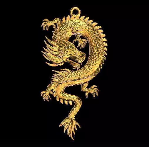 Dragon necklace---solid and shell 3D print model_0