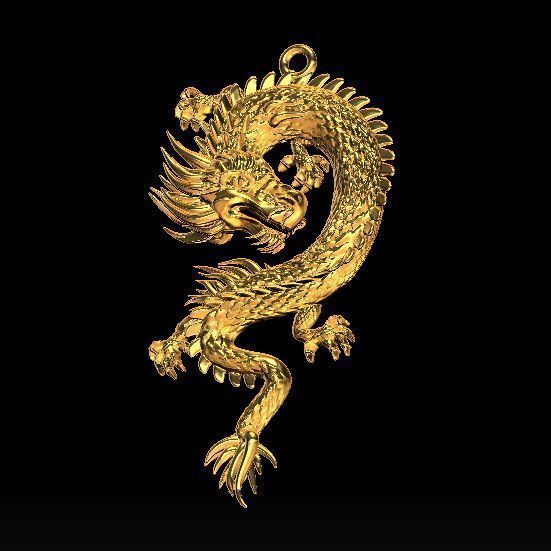 Dragon necklace---solid and shell 3D print model_2
