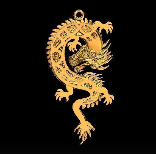 Dragon necklace---solid and shell 3D print model_1
