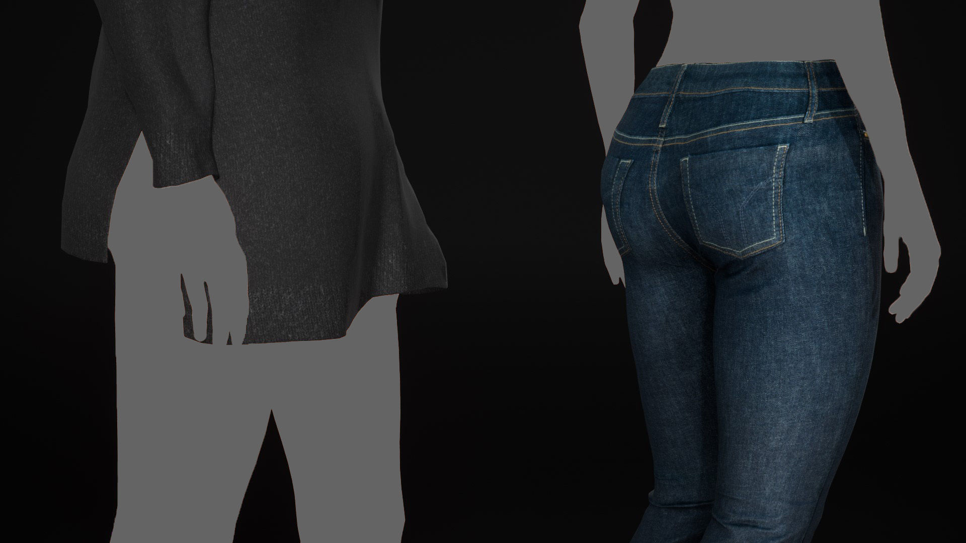 Woman Casual Outfit Low-poly 3D model_12