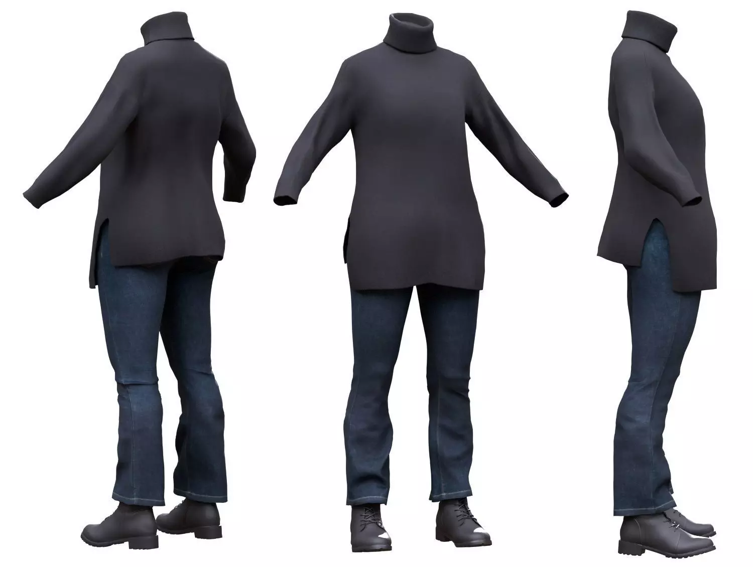 Woman Casual Outfit Low-poly 3D model_0