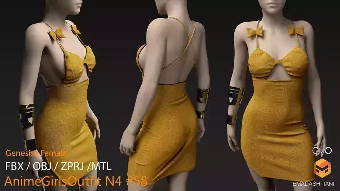 AnimeGirlsOutfit N4 58 MD-CLO3D ZPRJ FBX OBJ MTL