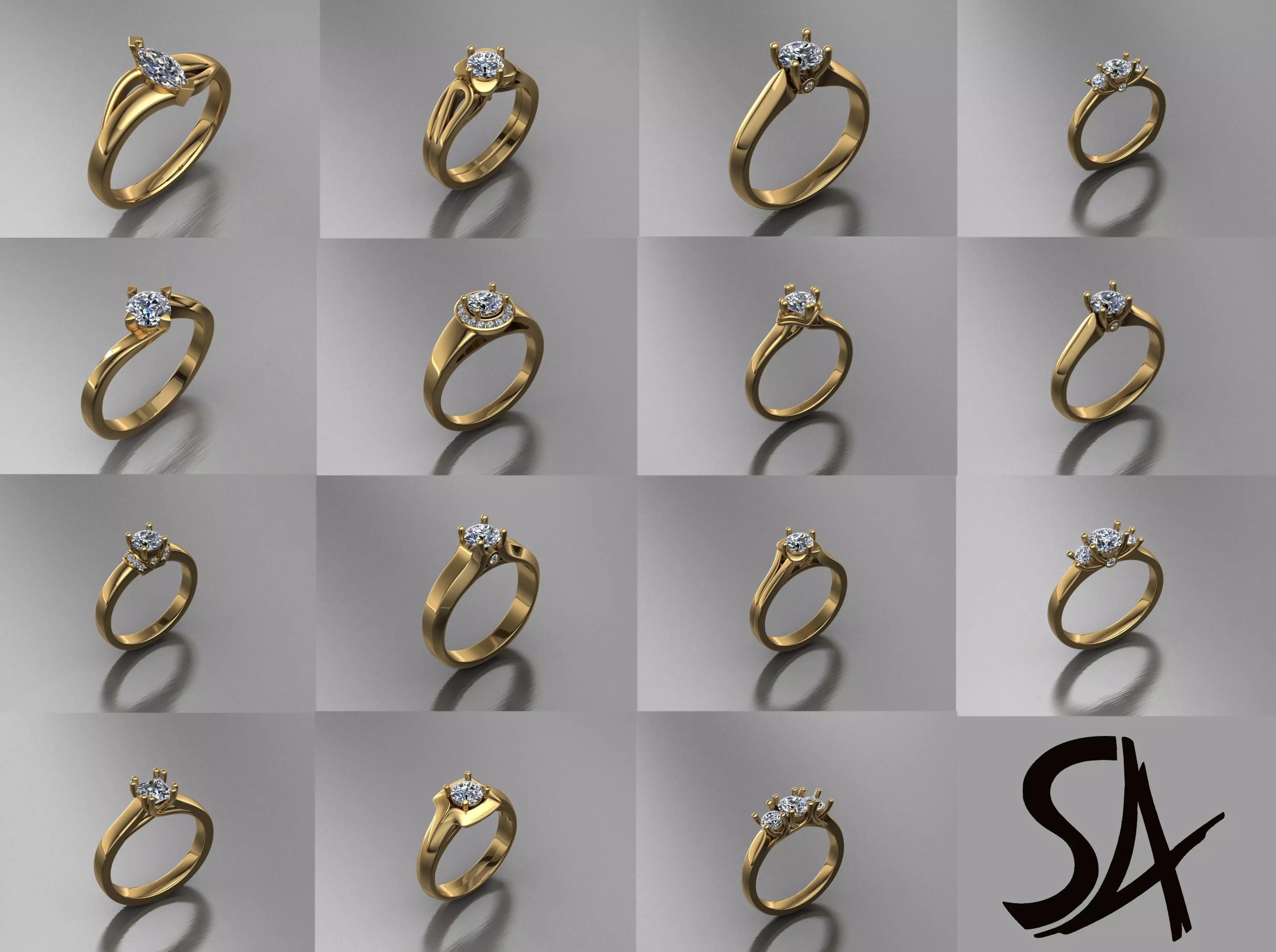 15 rings 3D print model_0