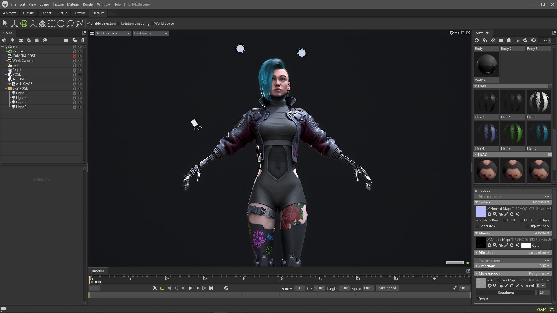 Cyberpunk Girl 4 - Game - Ready Low-poly 3D model_13