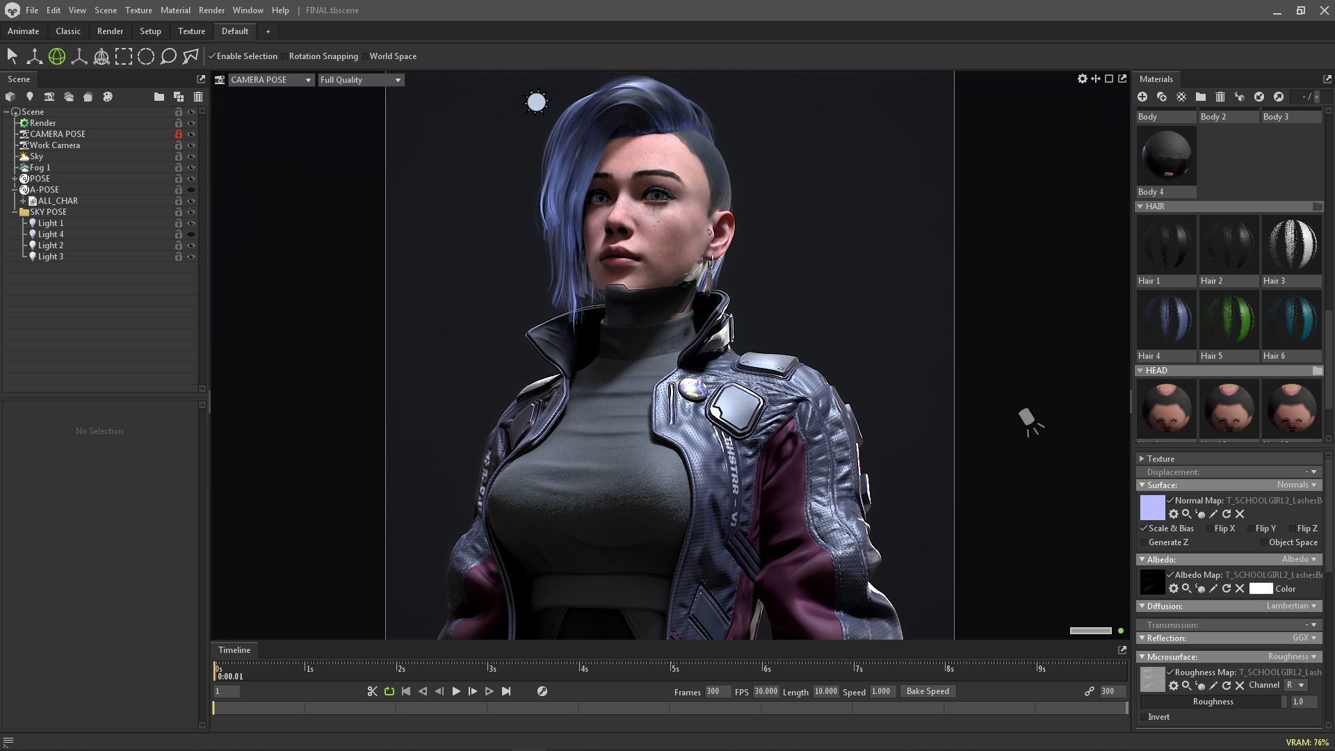 Cyberpunk Girl 4 - Game - Ready Low-poly 3D model_12