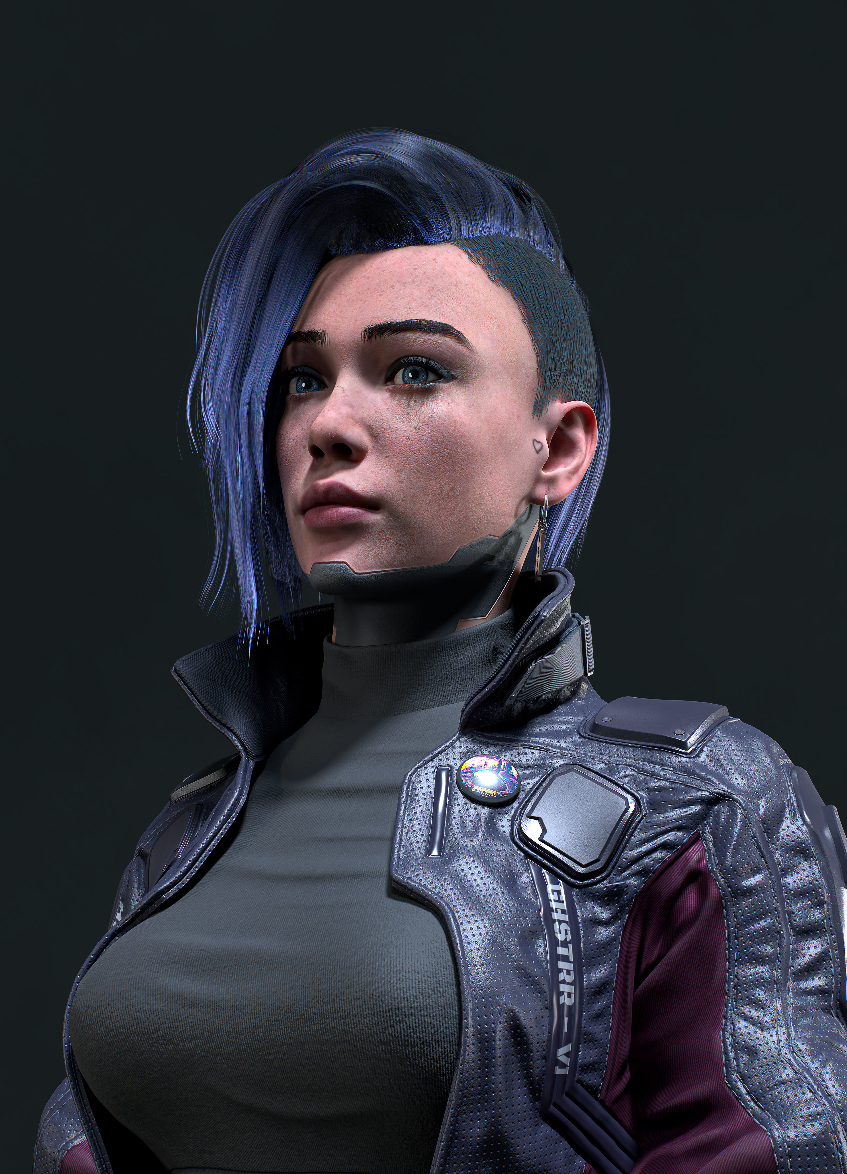 Cyberpunk Girl 4 - Game - Ready Low-poly 3D model_3