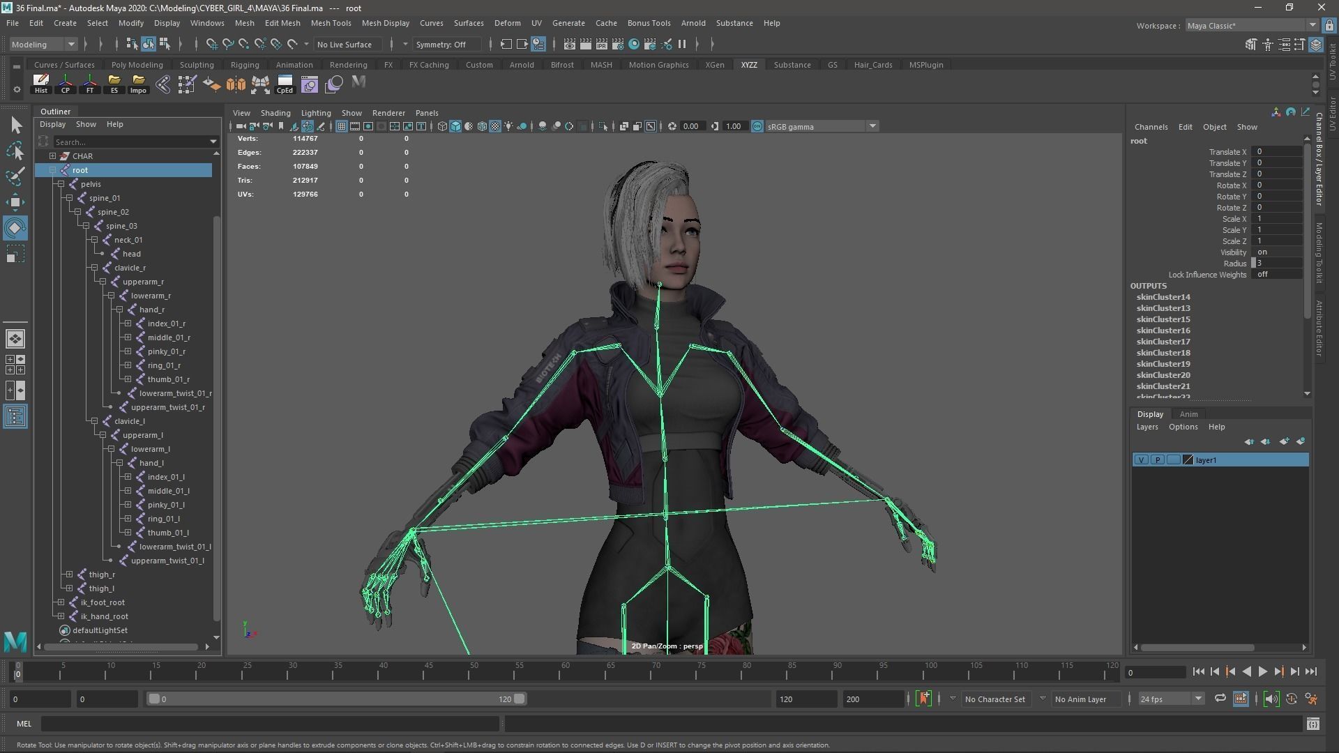 Cyberpunk Girl 4 - Game - Ready Low-poly 3D model_15