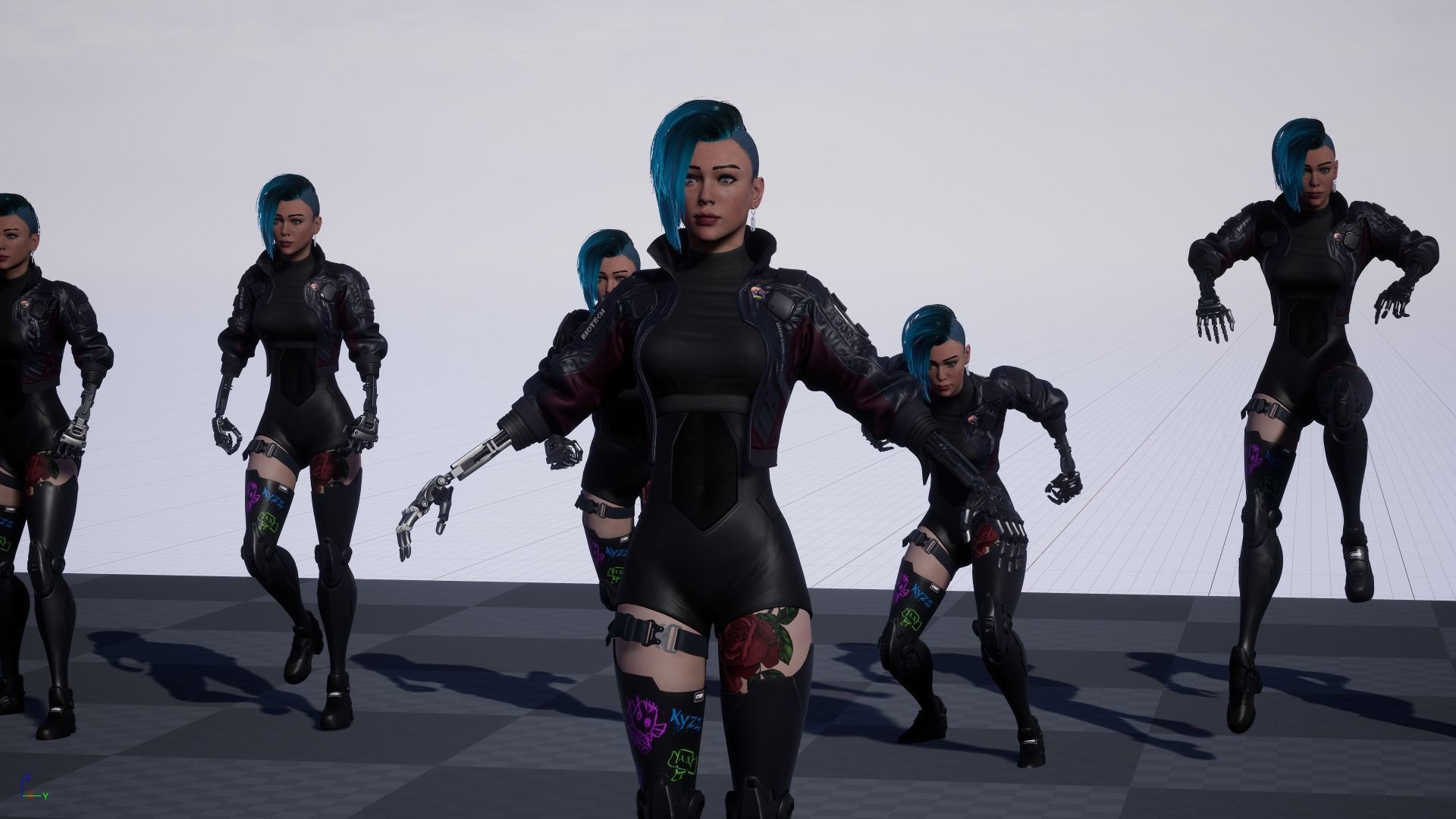 Cyberpunk Girl 4 - Game - Ready Low-poly 3D model_18