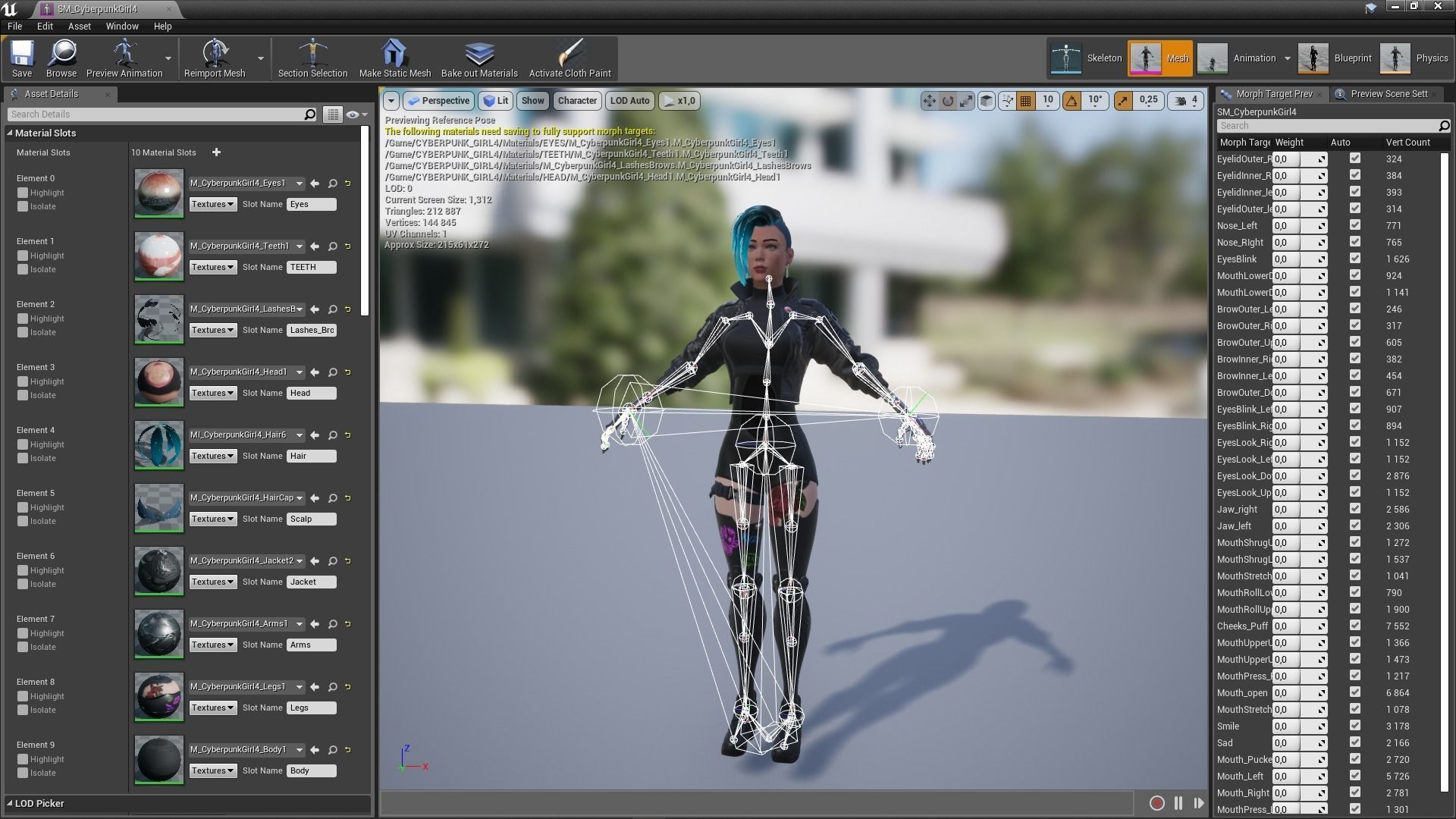 Cyberpunk Girl 4 - Game - Ready Low-poly 3D model_20