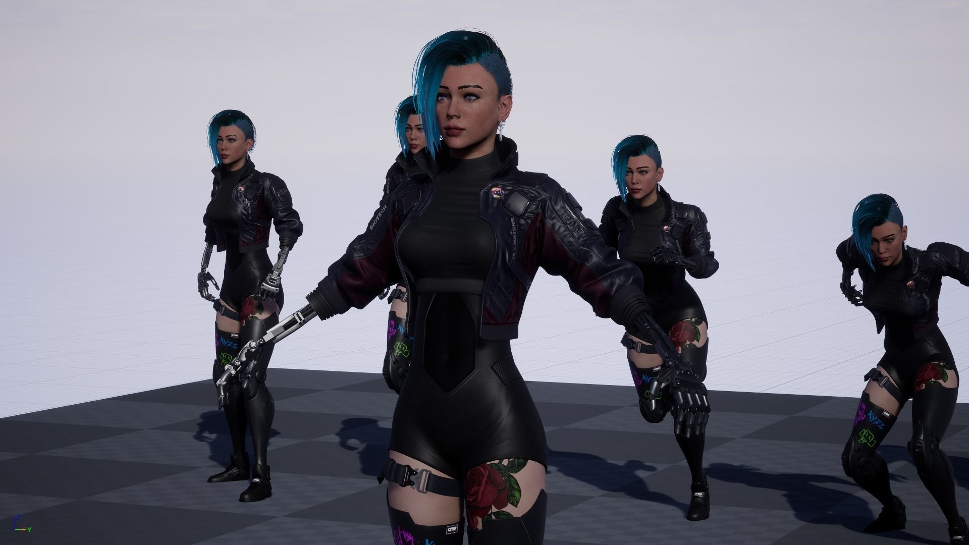 Cyberpunk Girl 4 - Game - Ready Low-poly 3D model_16