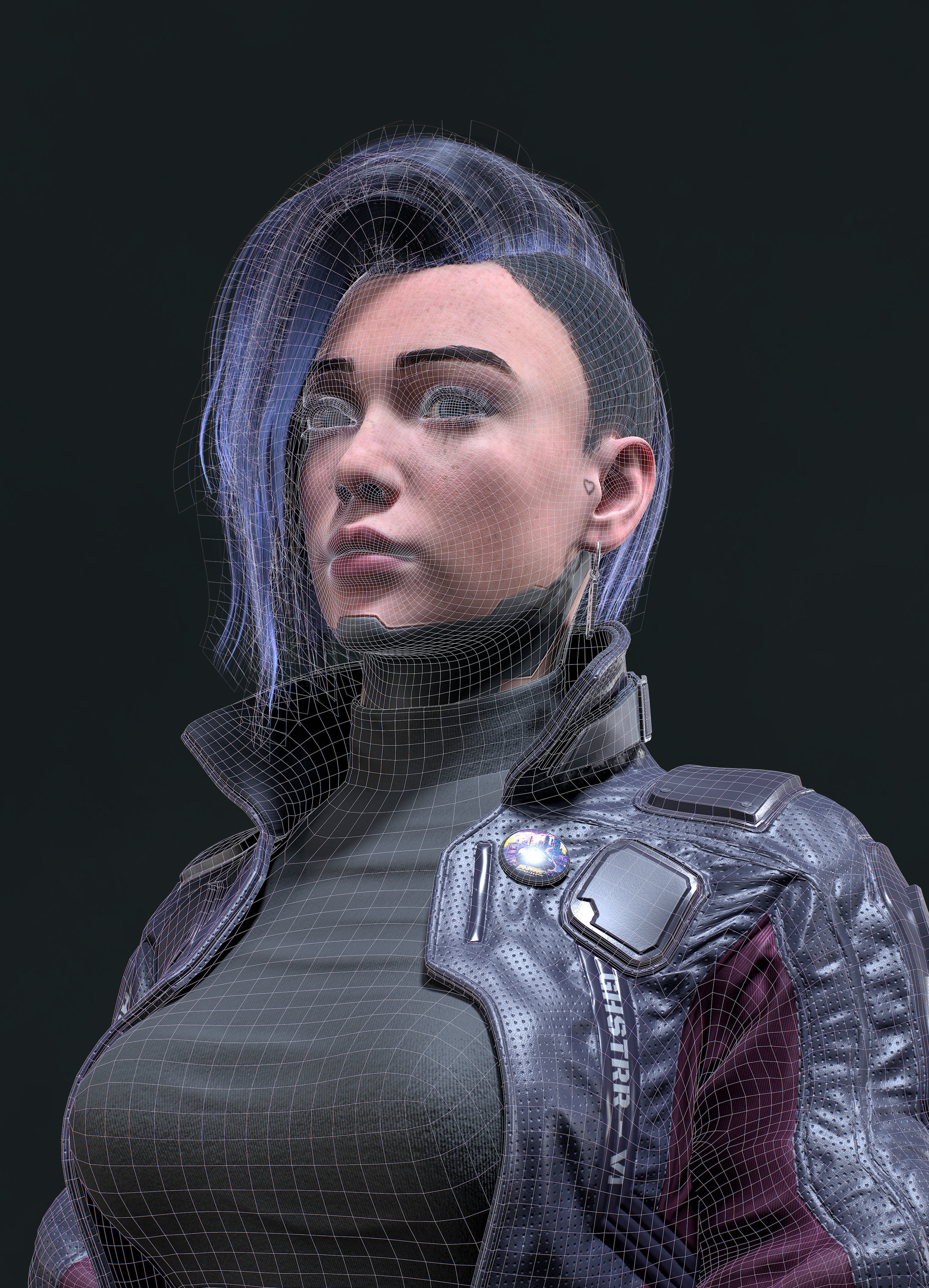 Cyberpunk Girl 4 - Game - Ready Low-poly 3D model_4